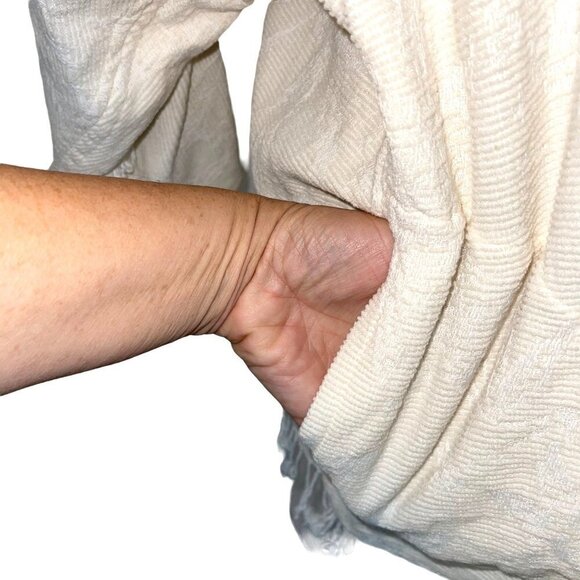 W Fringe Jacket Skirt Set Womens Viscose Cotton Pockets Open Front Wrap Style - Picture 6 of 12